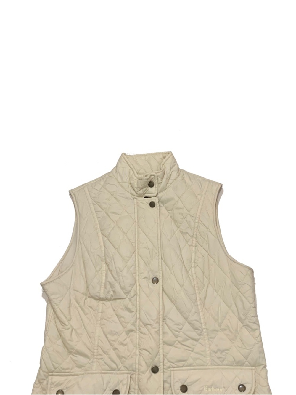 8 / Barbour Cream Quilted Sleeveless Vest - Picture 3 of 7